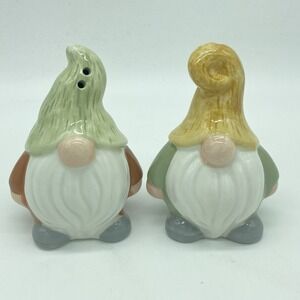Ceramic Gnome Salt and Pepper Shakers Set of 2 Farmhouse Kitchen Decor